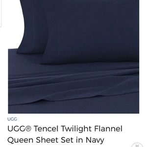 UGG Tencel Twilight Flannel Queen Sheet Set Navy